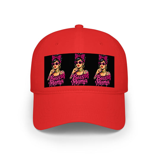 Boss Mama Low Profile Baseball Cap | Retro pop art, pink & black