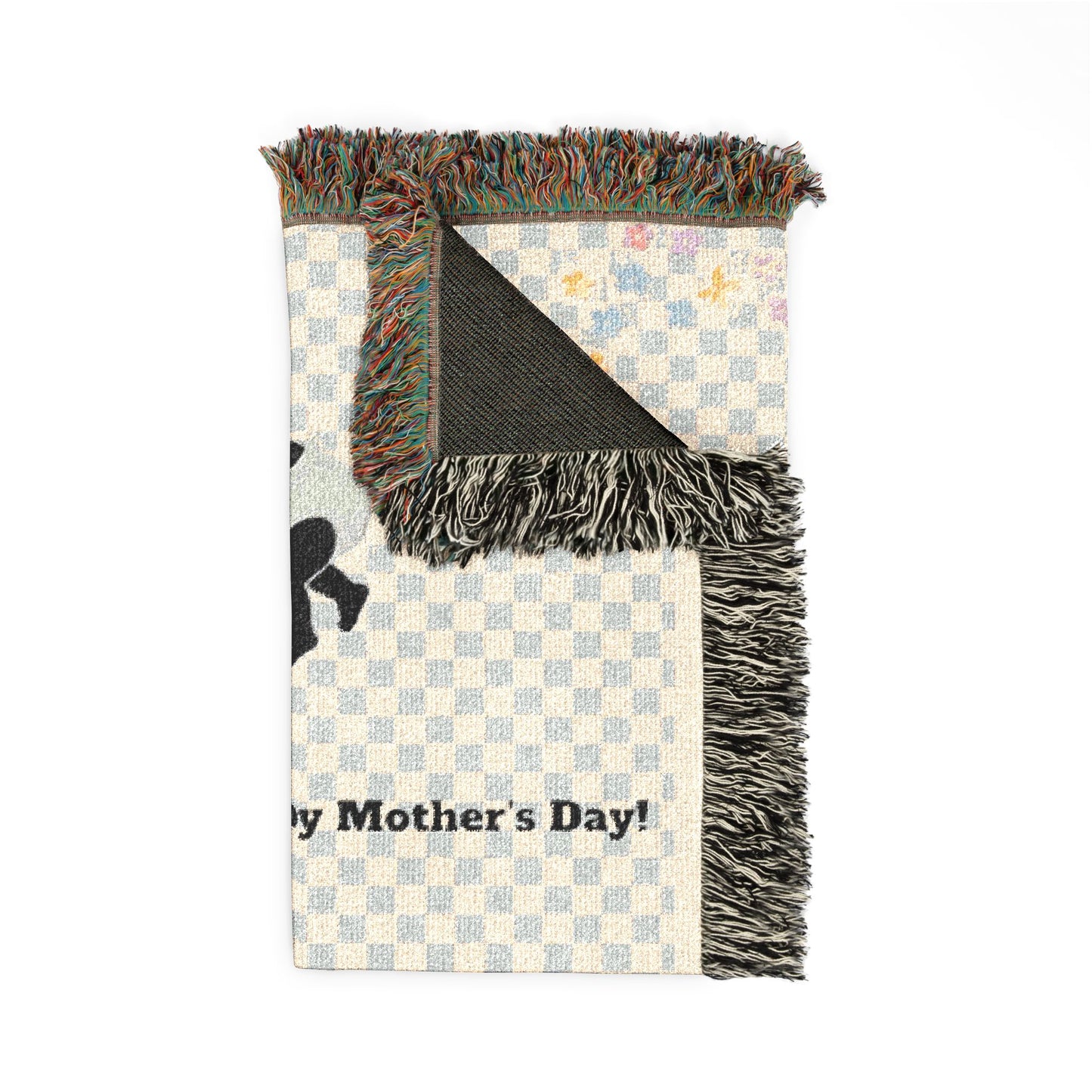 Mama & Little Ones Woven Blanket — Mother Holding Infant with Toddler Design