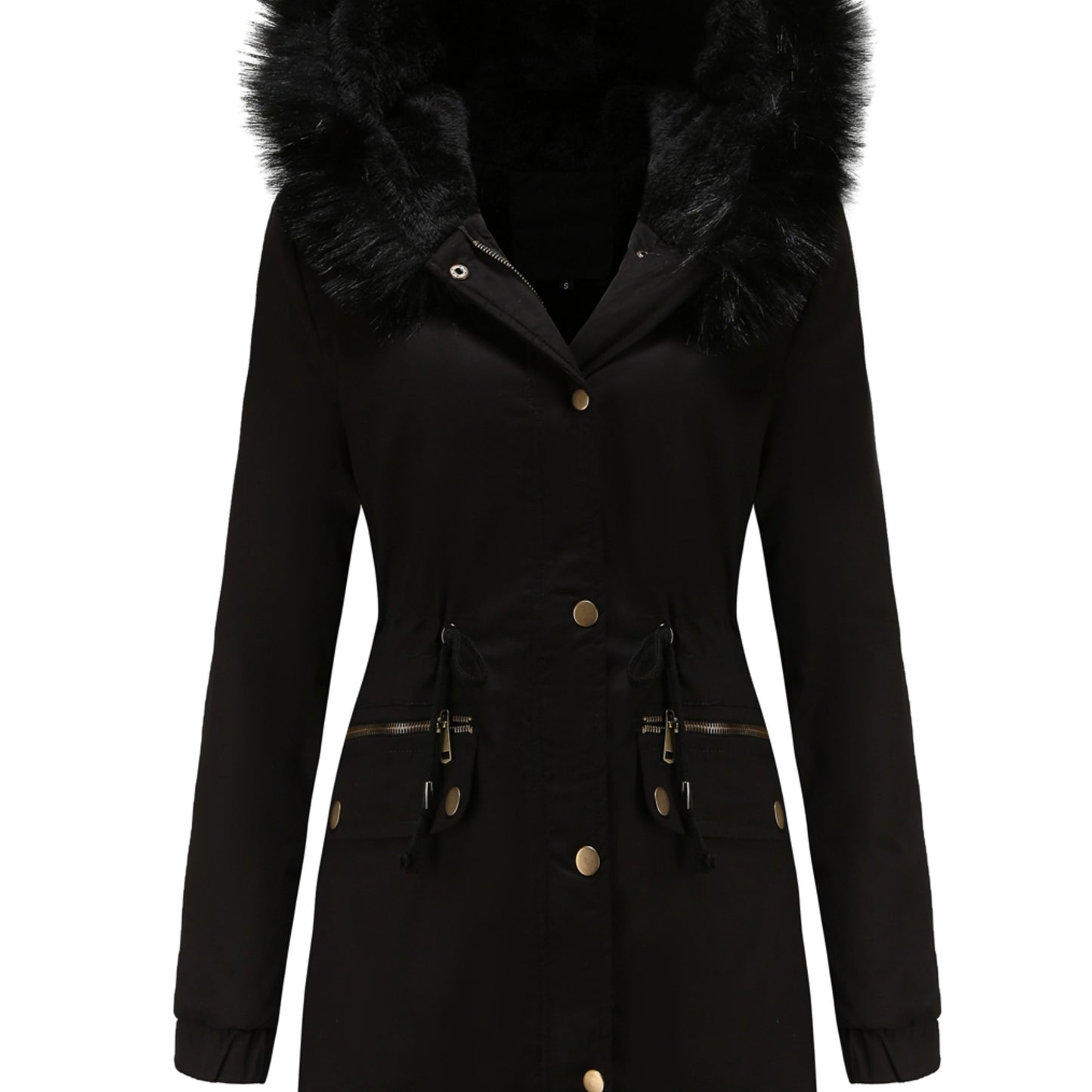 Cozy Fuzzy Trim Parka Hoodie Coat - Thermal Insulation, Long Sleeve, Drawstring Waist, Casual Chic, Fall & Winter Essential, Women's Clothing