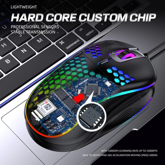 Wired Gaming Mouse with Honeycomb Shell Lightweight Gaming Mice Ergonomic Computer Mouse Gaming for Windows/PC/Mac/Laptop