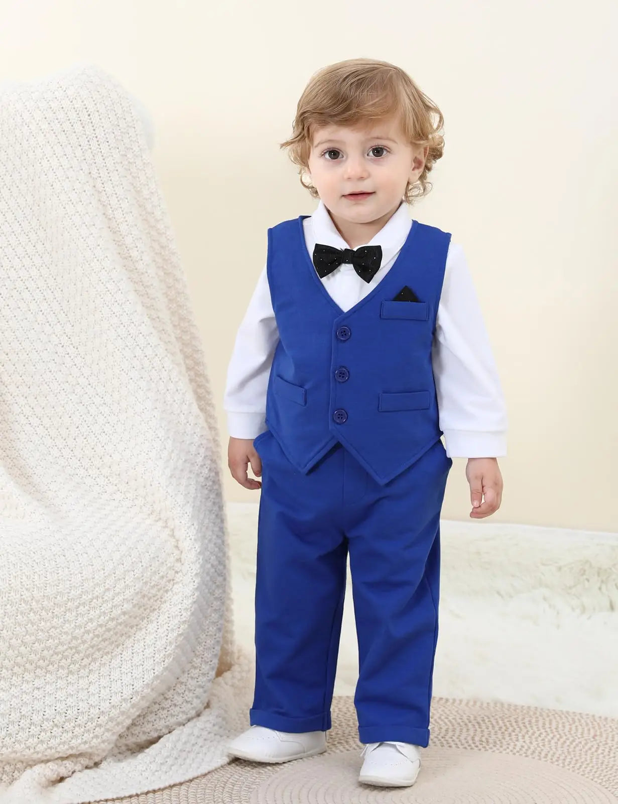 Baby Boys Suit Infant Formal Outfit Wedding 1st Birthday Dress Outfits Newborn Bodysuit Vest Pants Gentleman Clothes Sets