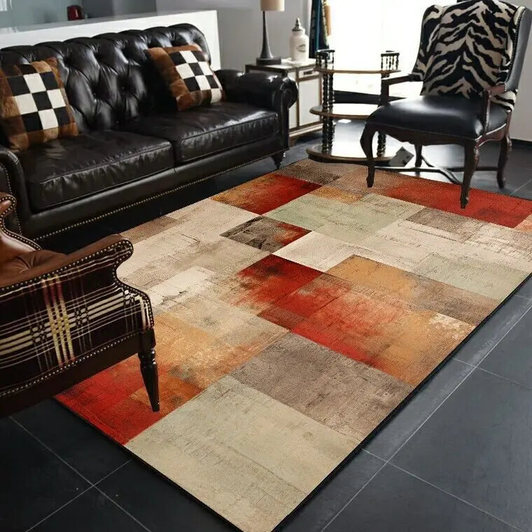 Abstract Geometric Large Rugs for Living Room Nordic Retro Room Decoration Home Mats Non-slip Washable Bedroom Cloakroom Carpet