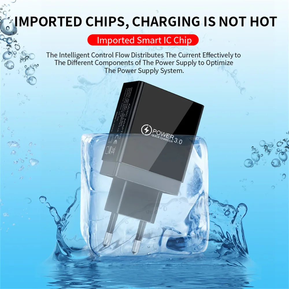 3.4A USB Charger Digital Display Quick Charge 3.0 Mobile Phone Chargers For iPhone Samsung Xiaomi Huawei Fast Charging Adapter