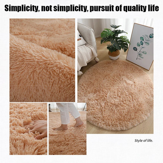 Living Room Rugs Aesthetic Bedroom Round Carpet Decoration Furry Comfort Carpet Home Decor Pink Foot Mat Area Rug 2023 New