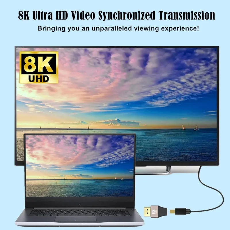 Mini DisplayPort to DisplayPort Adapter 8K60Hz DP2.1 Female to MiniDP Male Bi-Directional Connector for Laptop PC Gaming Monitor