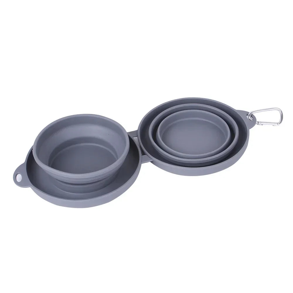 Portable Pet Bowl, Double-fold Silicone Pet Product, Thickened Dog Bowl, Suitable for Outdoor, Travel, and Indoor Use