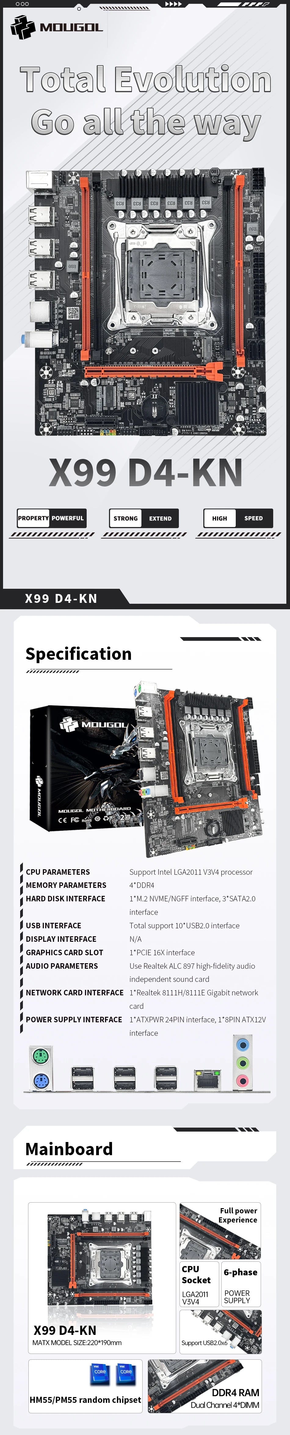 MOUGOL X99 Gaming Motherboard Kit with Intel Xeon E5 2680 V4 & DDR4 8Gx2 2133MHz Dual Channel ECC RAM M.2 NVME for Desktop PC
