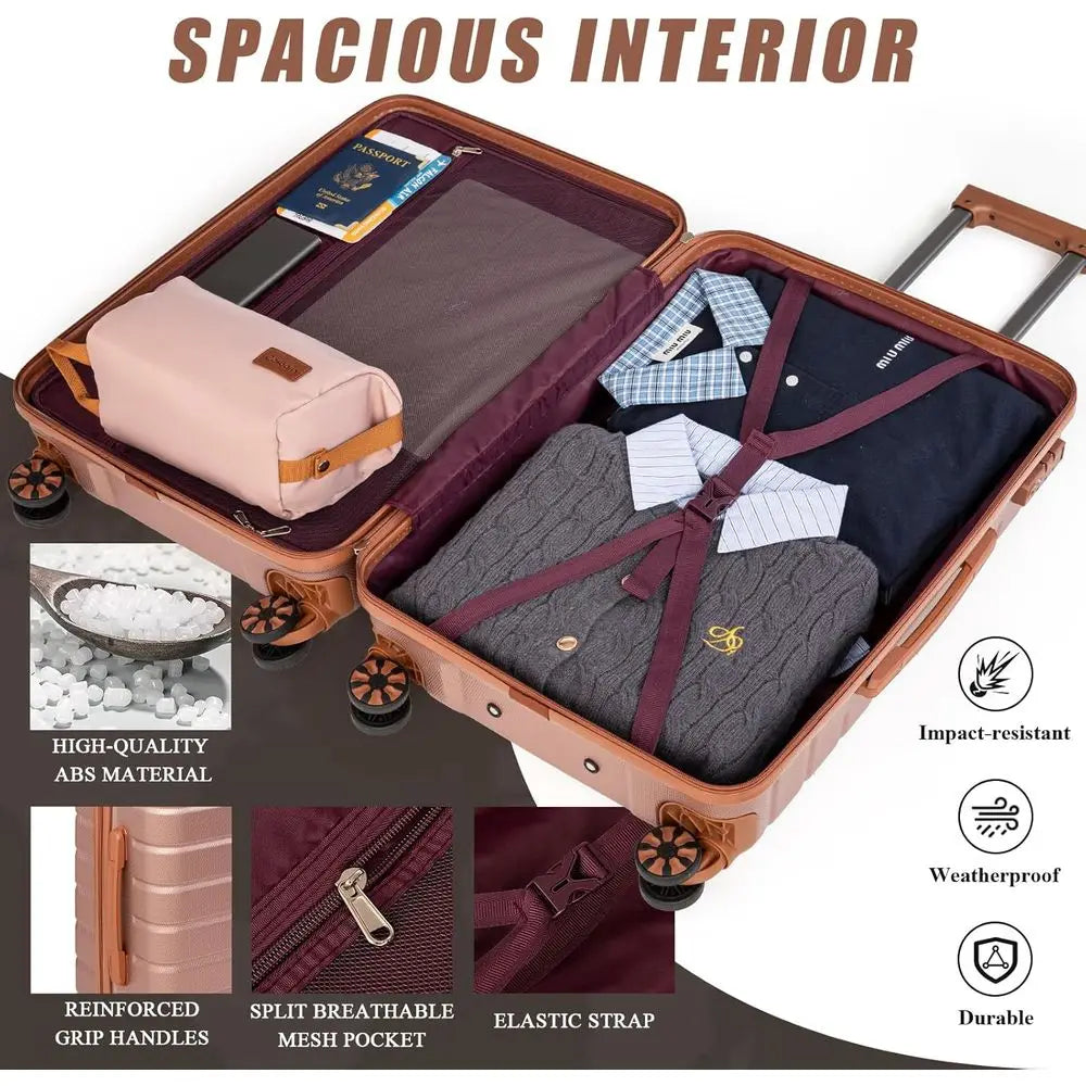 5-Piece Hardside ABS Spinner Luggage Set with TSA Lock, Waterproof and Lightweight for Men & Women