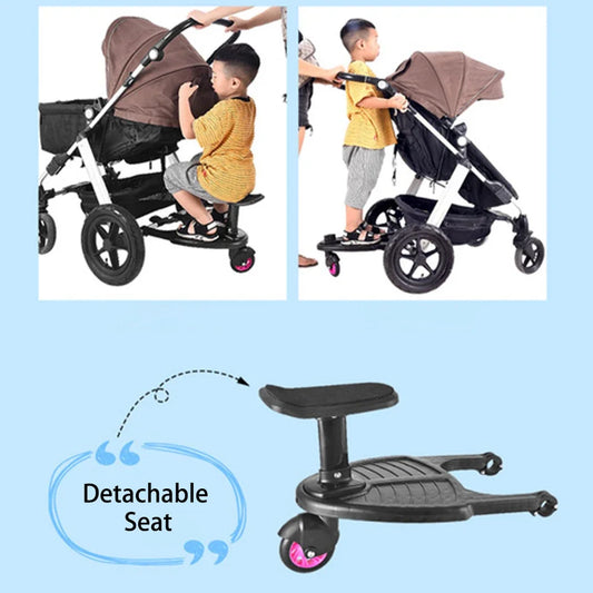 Baby Stroller Accessories, Universal Comfort Baby Stroller Pedal Adapter Wheel Type Board, Assisted Trailer, Twin Standing Board