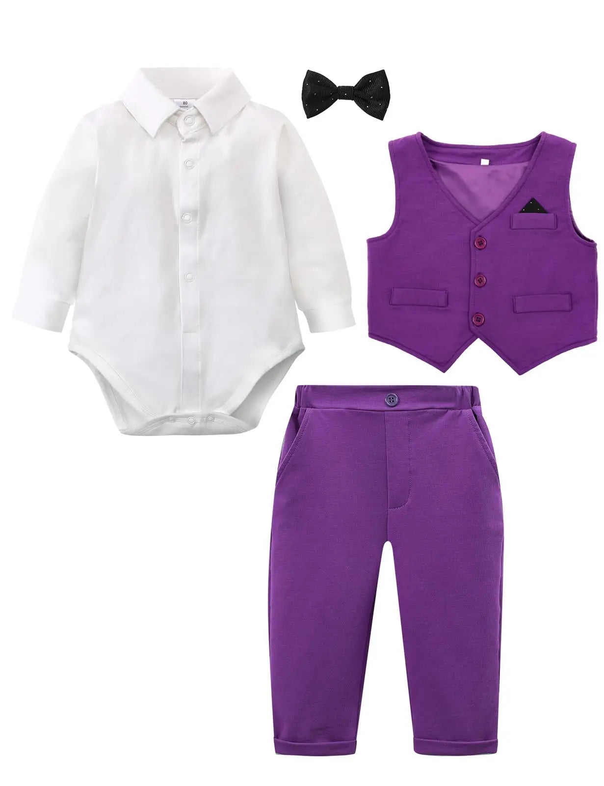 Baby Boys Suit Infant Formal Outfit Wedding 1st Birthday Dress Outfits Newborn Bodysuit Vest Pants Gentleman Clothes Sets