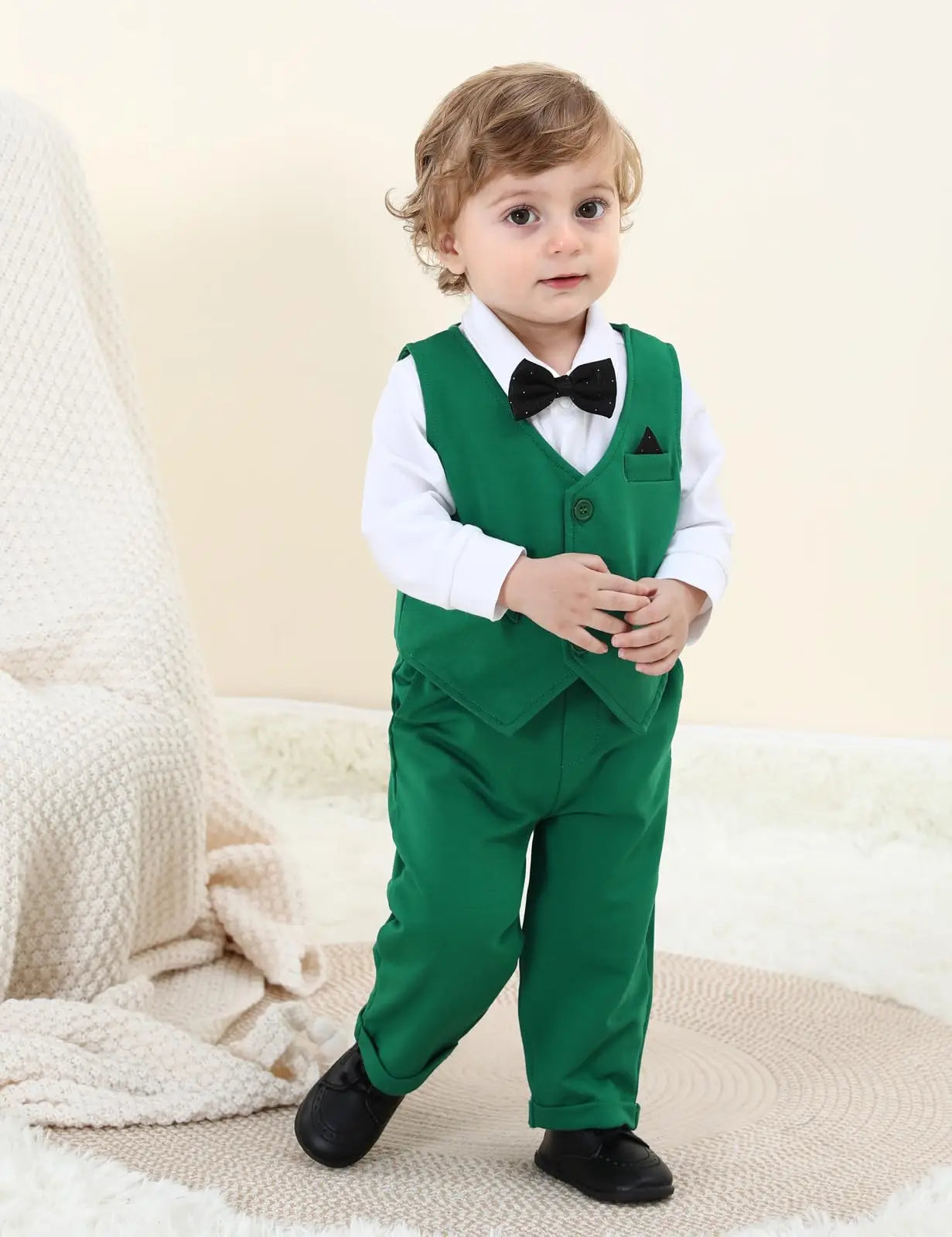 Baby Boys Suit Infant Formal Outfit Wedding 1st Birthday Dress Outfits Newborn Bodysuit Vest Pants Gentleman Clothes Sets