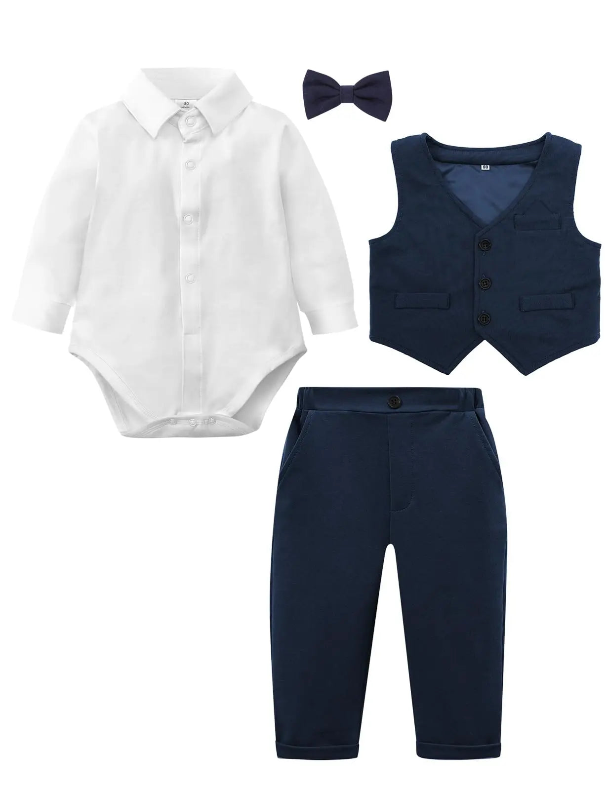 Baby Boys Suit Infant Formal Outfit Wedding 1st Birthday Dress Outfits Newborn Bodysuit Vest Pants Gentleman Clothes Sets
