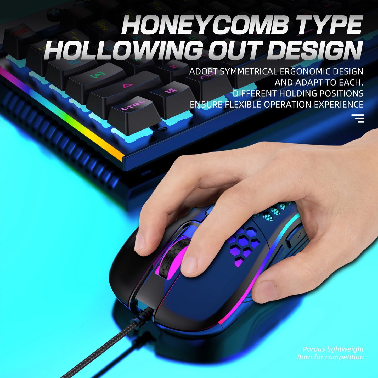 Wired Gaming Mouse with Honeycomb Shell Lightweight Gaming Mice Ergonomic Computer Mouse Gaming for Windows/PC/Mac/Laptop