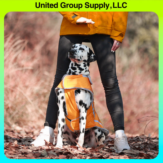 VIVAGLORY Dog Coat Dog Jacket For Winter Fleece Dog Vest For Golden Retriever, Fleece Dog Fleece Coat Dog Parka For Cold Weather Puppy Coat For Medium Dog, Harness Hole Puppy Jacket Dog Coat For Halloween Dog Jacket For Shar