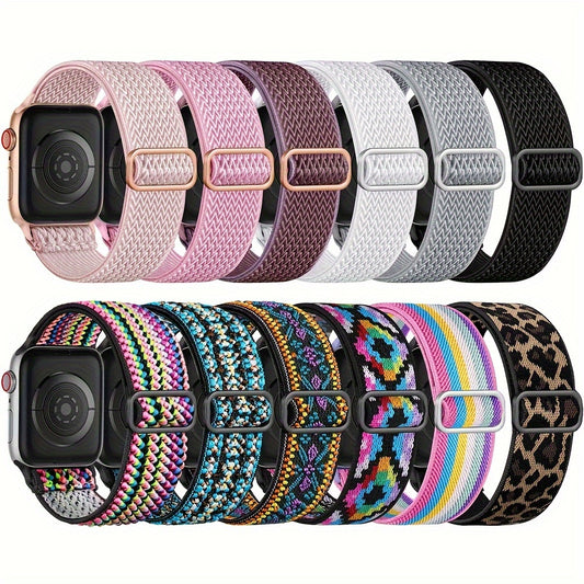 12 Pack Compatible with Apple Watch Bands 44mm for Women Men, Stretchy Nylon Sport Straps Compatible with Apple Series 9 Band, Apple Watch Band 45mm 49mm 42mm 41mm 40mm 38mm for iWatch SE Ultra2 Series 9 8 7 6 5 4 3 2 1