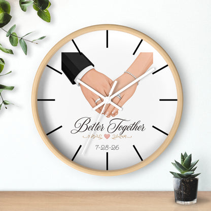 Better Together Wall Clock | Wedding Hands, Custom Date