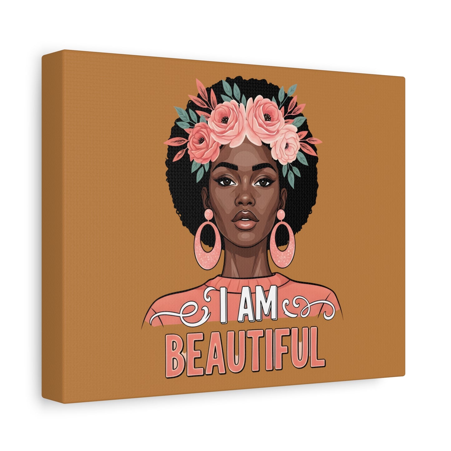I Am Beautiful Portrait Canvas, Inspirational Wall Art, Positive Quote, Uplifting Home Decor, Modern Motivational Artwork,