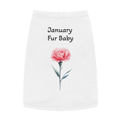 Graphic Pet Tank Top, January Fur Baby - Dog Lover Gift, Birthday Present, Floral Sleeveless Shirt, Cute Pet Apparel, Pet Owner