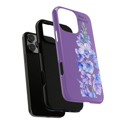 Custom cell phone tough case, Personalized Gift, July birth flower