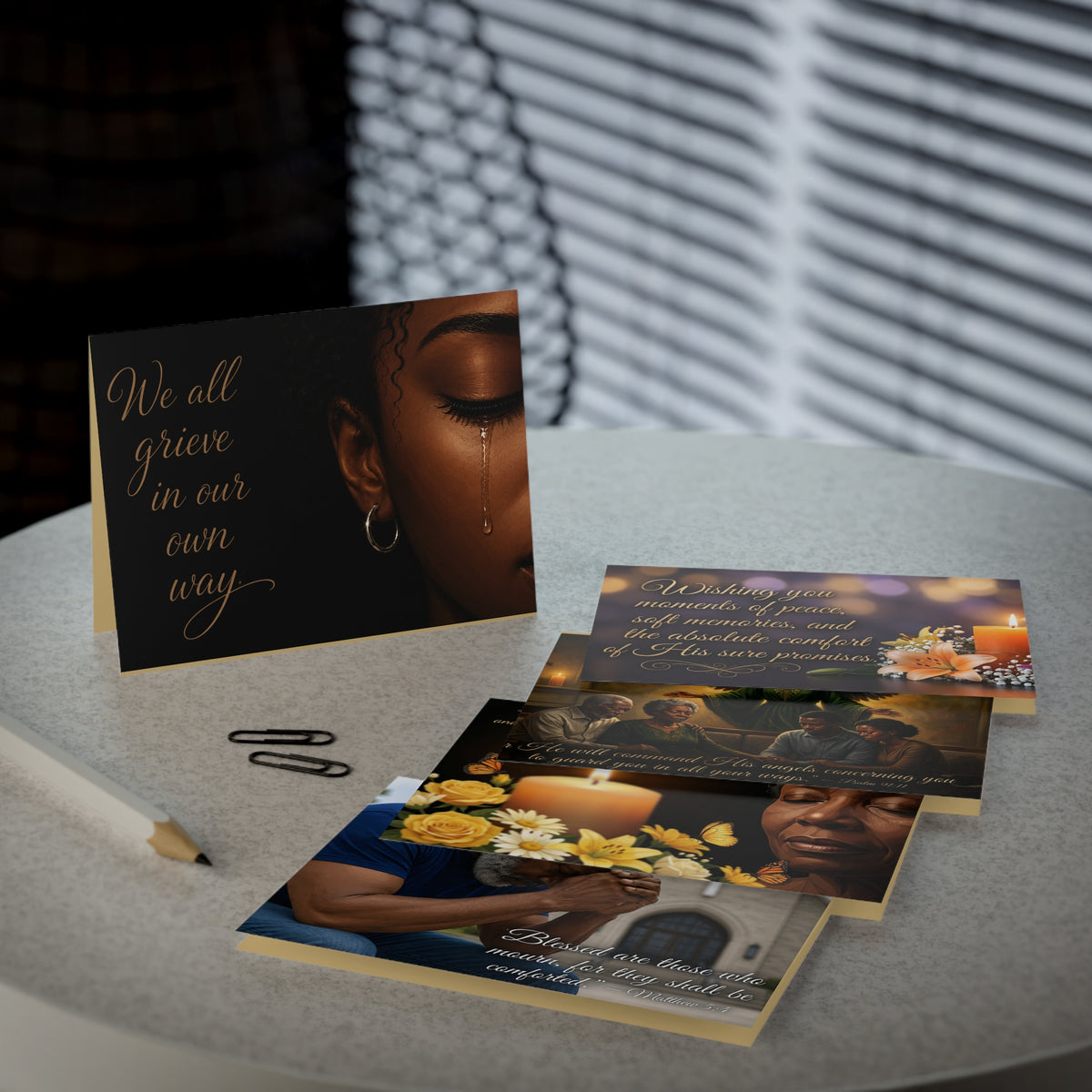 Customizable African American/Black Sympathy Religious Condolence Cards, Multi-Design 5-Pack