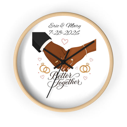 Joined Hands Wedding Rings Wall Clock | Better Together, Personalized Date