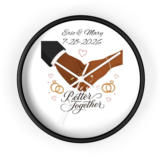 Joined Hands Wedding Rings Wall Clock | Better Together, Personalized Date