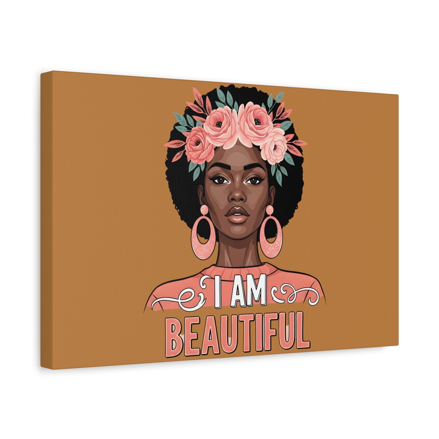I Am Beautiful Portrait Canvas, Inspirational Wall Art, Positive Quote, Uplifting Home Decor, Modern Motivational Artwork,