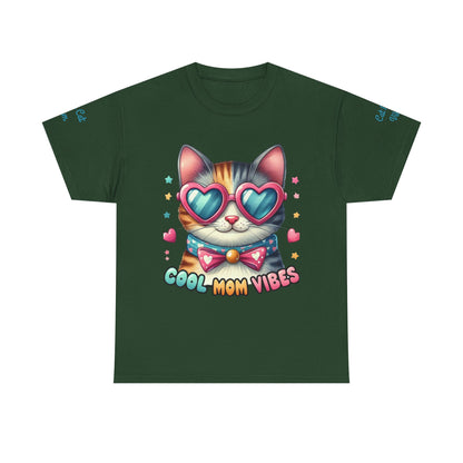 Cool Mom Vibes Cat Tee, Unisex Cotton T-Shirt, Cute Cat Shirt, Pet Lover Gift, Fun Gift for Moms, Playful Everyday Wear