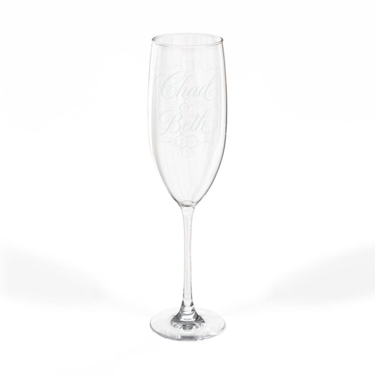 Engraved Champagne Flute, 8oz | Personalized Wedding Toast Glass