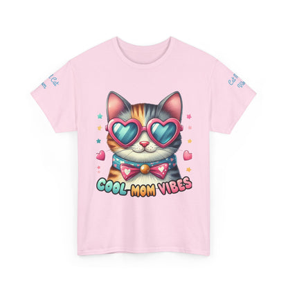 Cool Mom Vibes Cat Tee, Unisex Cotton T-Shirt, Cute Cat Shirt, Pet Lover Gift, Fun Gift for Moms, Playful Everyday Wear