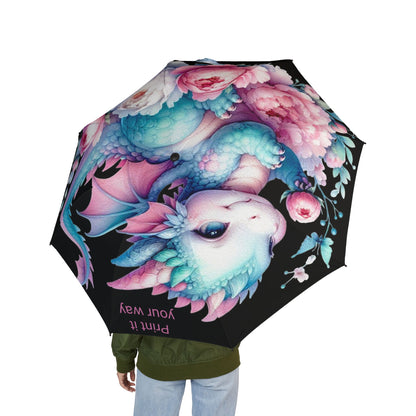 Dragon Floral Umbrella, Stylish Folding Umbrella, Cute Rain Gear, Gifts for Her, Rainy Day Accessories, Outdoor Essentials, Art Umbrella