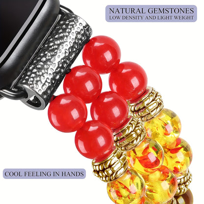 Natural Stone 7 Chakras For Apple Watch Bands For Women 7 Chakra Healing Bracelet Beaded Band Compatible With For IWatch Series SE 6 5 4 3 2 1 38mm 40mm 42mm 44mm With Stainless Steel Adapter