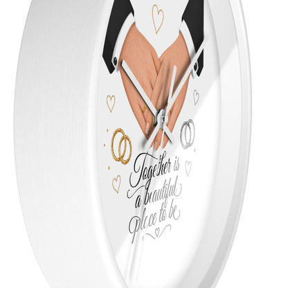 Handfasted Grooms Holding Hands Wall Clock | Wedding Rings, Personalized Date