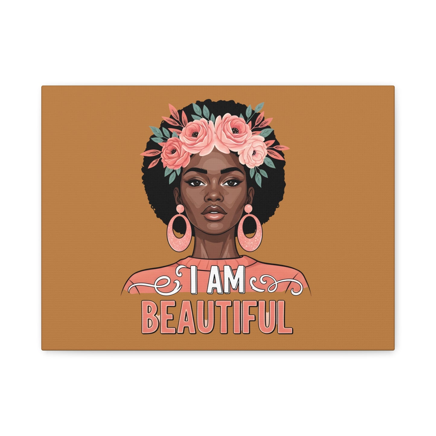 I Am Beautiful Portrait Canvas, Inspirational Wall Art, Positive Quote, Uplifting Home Decor, Modern Motivational Artwork,