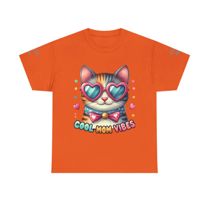 Cool Mom Vibes Cat Tee, Unisex Cotton T-Shirt, Cute Cat Shirt, Pet Lover Gift, Fun Gift for Moms, Playful Everyday Wear