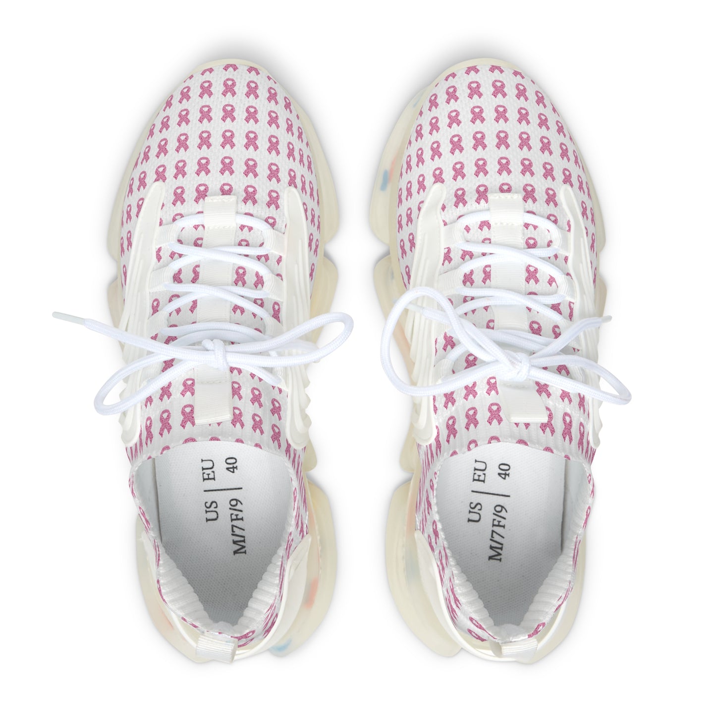 Pink Awareness Ribbon Pattern Mesh Sneakers | Women's Mesh Sneakers