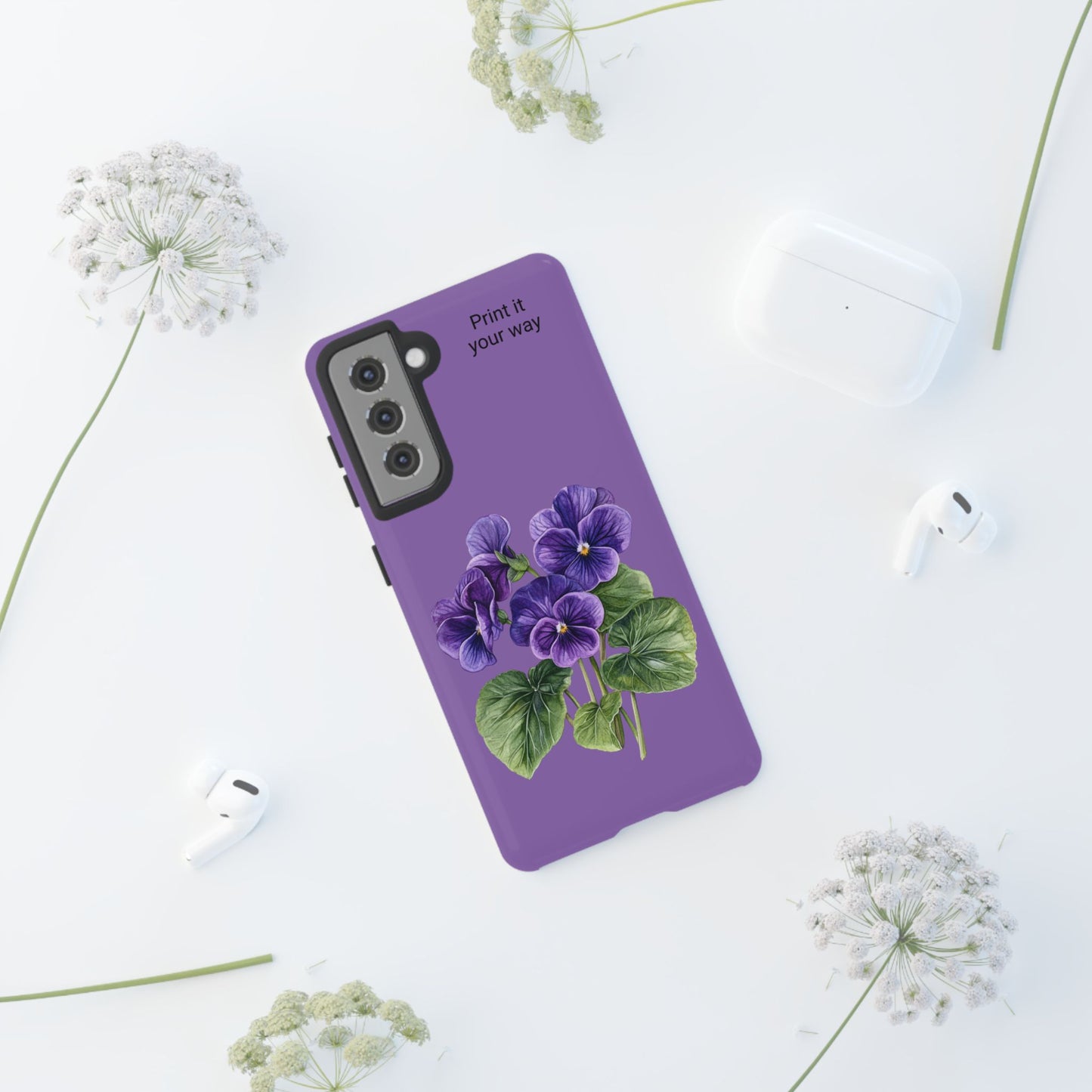 Custom cell phone tough case, Personalized Gift, February birth flower