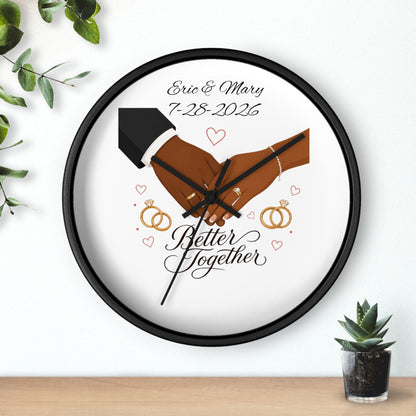 Joined Hands Wedding Rings Wall Clock | Better Together, Personalized Date