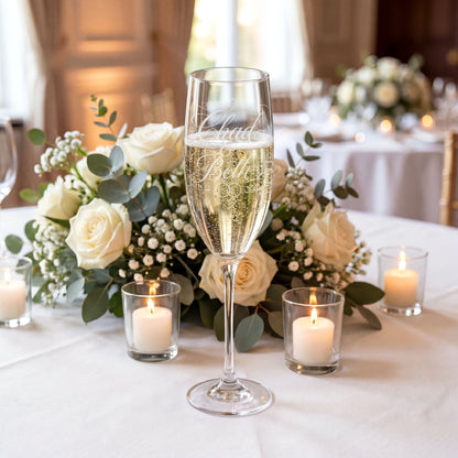 Engraved Champagne Flute, 8oz | Personalized Wedding Toast Glass