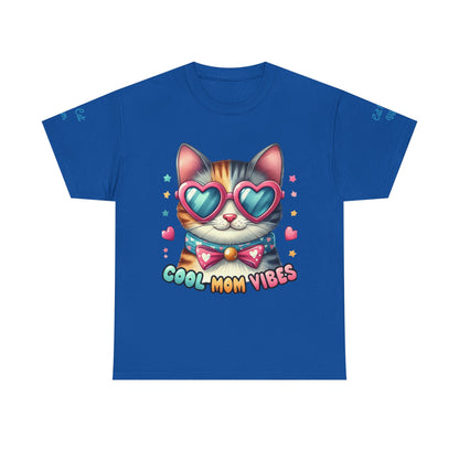 Cool Mom Vibes Cat Tee, Unisex Cotton T-Shirt, Cute Cat Shirt, Pet Lover Gift, Fun Gift for Moms, Playful Everyday Wear