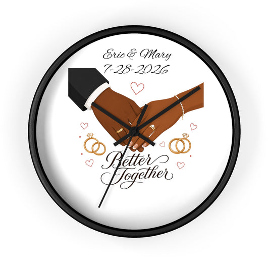 Joined Hands Wedding Rings Wall Clock | Better Together, Personalized Date