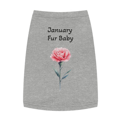 Graphic Pet Tank Top, January Fur Baby - Dog Lover Gift, Birthday Present, Floral Sleeveless Shirt, Cute Pet Apparel, Pet Owner