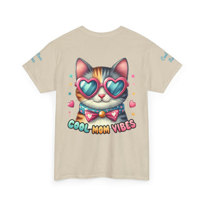 Cool Mom Vibes Cat Tee, Unisex Cotton T-Shirt, Cute Cat Shirt, Pet Lover Gift, Fun Gift for Moms, Playful Everyday Wear