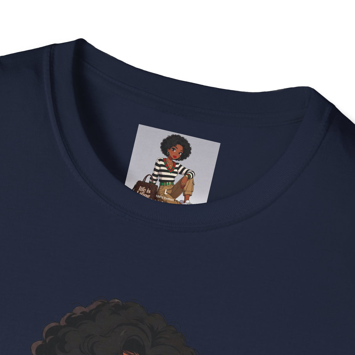 Personalizable Life Is Lifing Black Woman Graphic Tee - Two images to choose from.