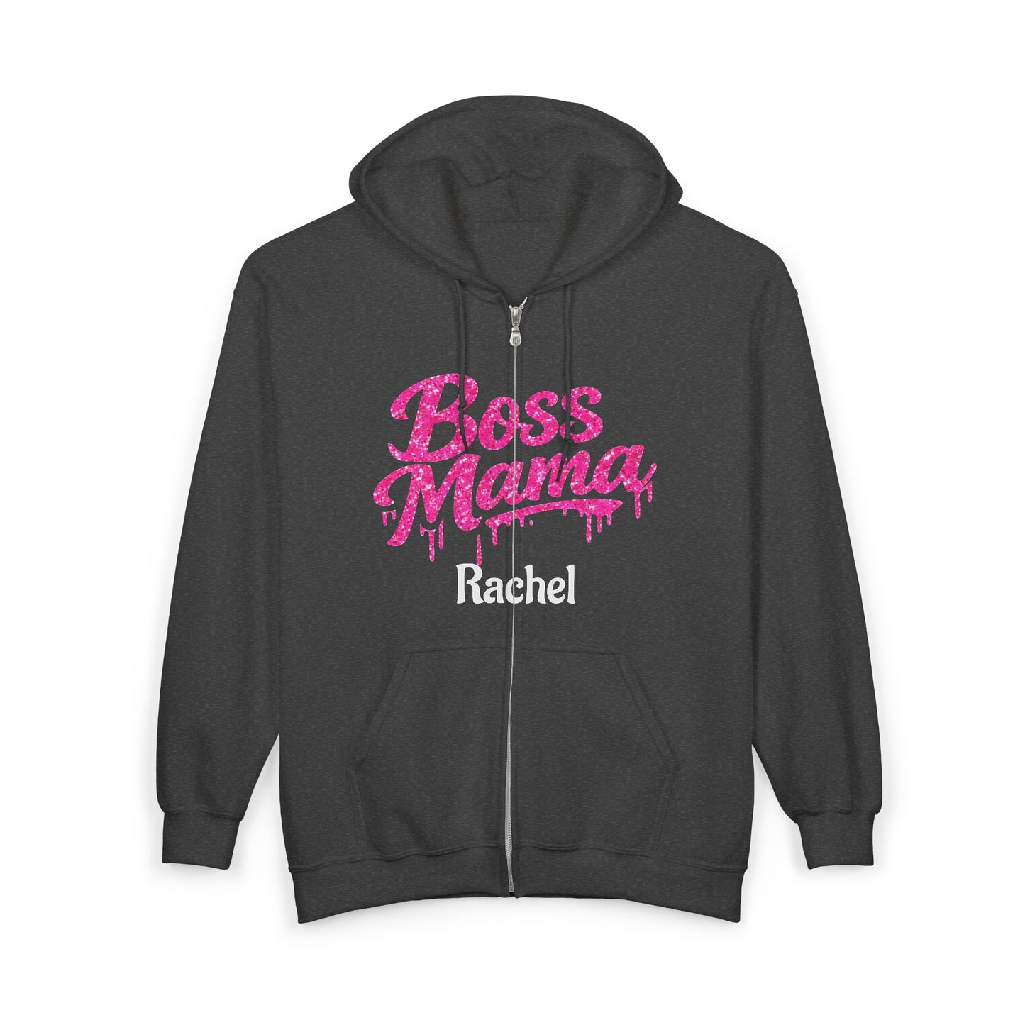 Boss Mama Zip Hoodie | Personalized Rachel, Pink Mom Design
