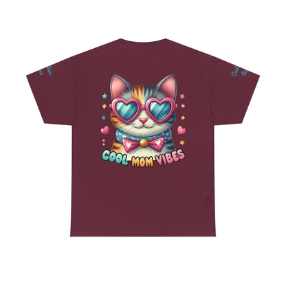 Cool Mom Vibes Cat Tee, Unisex Cotton T-Shirt, Cute Cat Shirt, Pet Lover Gift, Fun Gift for Moms, Playful Everyday Wear