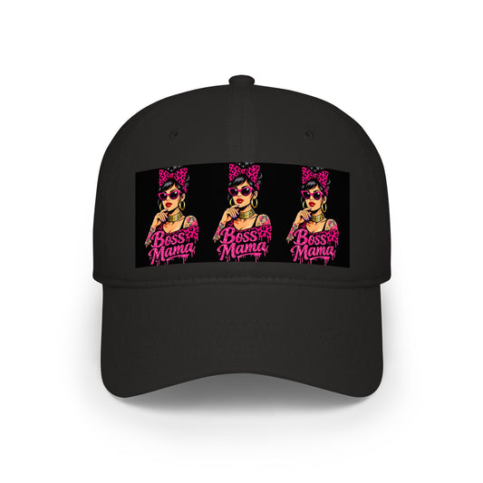 Boss Mama Low Profile Baseball Cap | Retro pop art, pink & black