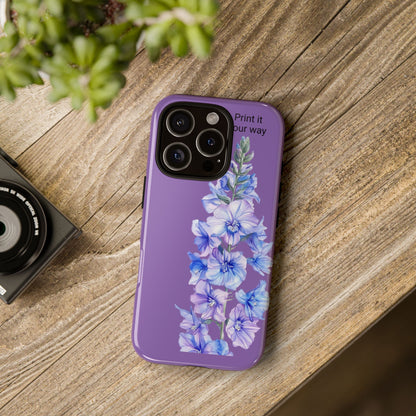 Custom cell phone tough case, Personalized Gift, July birth flower
