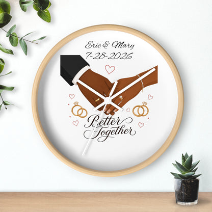 Joined Hands Wedding Rings Wall Clock | Better Together, Personalized Date
