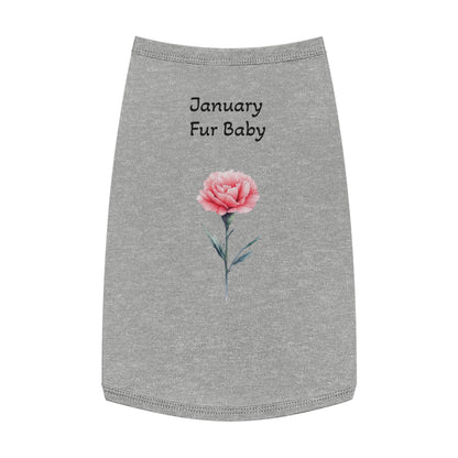 Graphic Pet Tank Top, January Fur Baby - Dog Lover Gift, Birthday Present, Floral Sleeveless Shirt, Cute Pet Apparel, Pet Owner